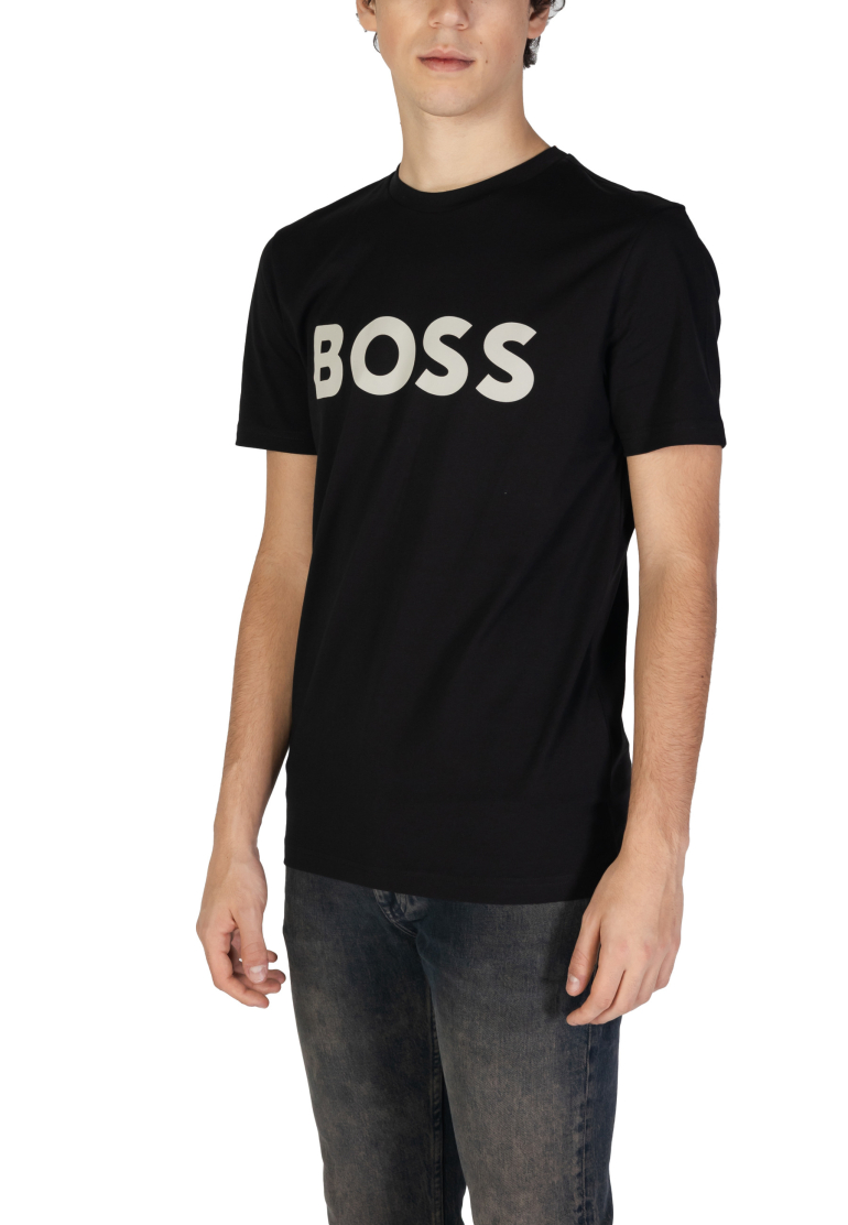 BOSS Thinking Casual Fekete Férfi Pamut Póló - Image 2