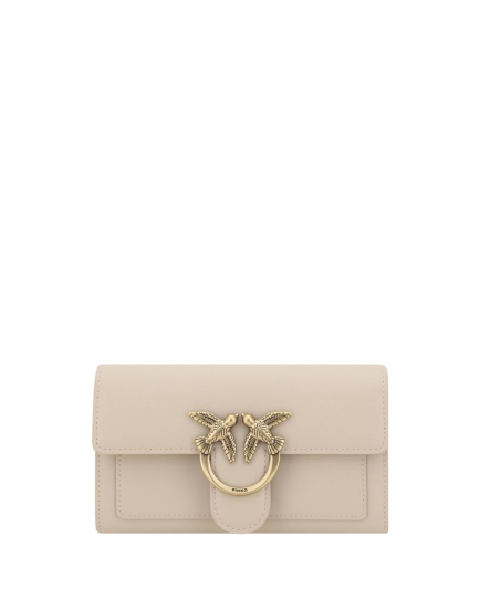 PINKO Beige Calf Leather Bos Taurus Shoulder Bag