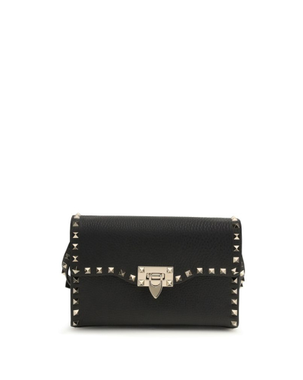 Valentino Garavani Black Calf Leather Bos Taurus Shoulder Bag