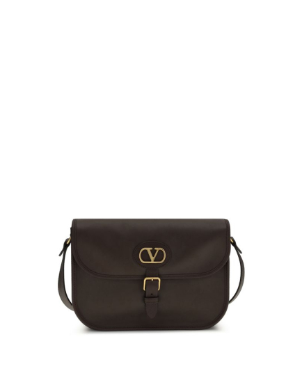 Valentino Garavani Brown Calf Leather Bos Taurus Shoulder Bag