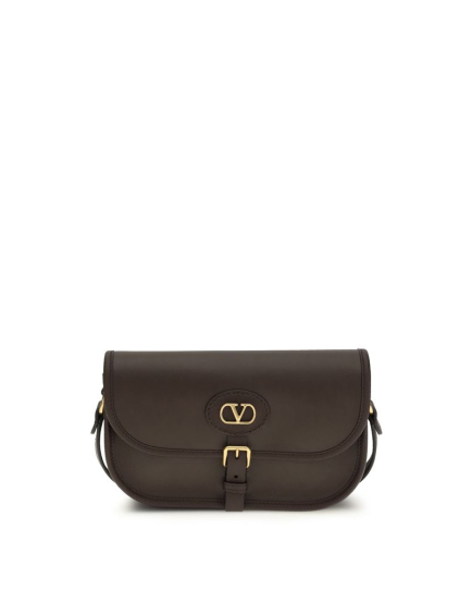 Valentino Garavani Brown Calf Leather Bos Taurus Shoulder Bag