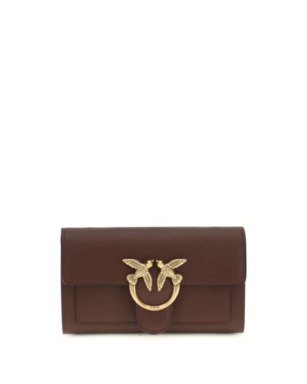 PINKO Brown Calf Leather Bos Taurus Shoulder Bag