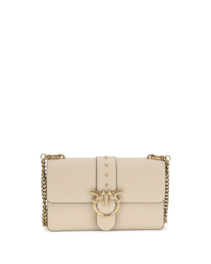 PINKO Beige Calf Leather Bos Taurus Shoulder Bag