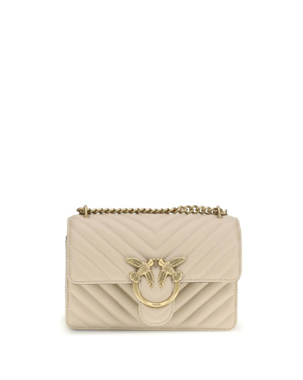 PINKO Beige Calf Leather Bos Taurus Shoulder Bag