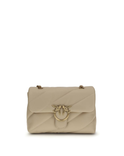 PINKO Beige Calf Leather Bos Taurus Shoulder Bag
