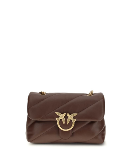 PINKO Brown Calf Leather Bos Taurus Shoulder Bag