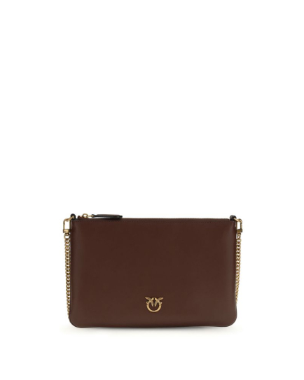 PINKO Bordeaux Calf Leather Bos Taurus Shoulder Bag