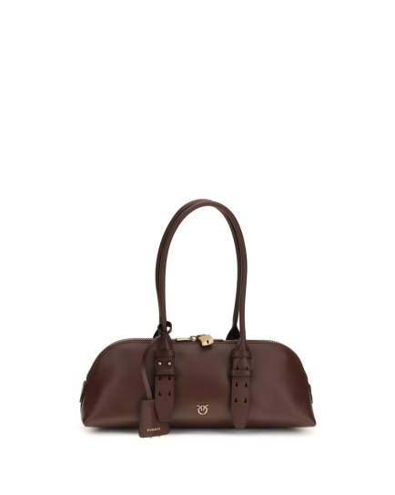 PINKO Brown Calf Leather Bos Taurus Shoulder Bag