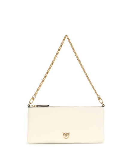 PINKO White Calf Leather Bos Taurus Shoulder Bag