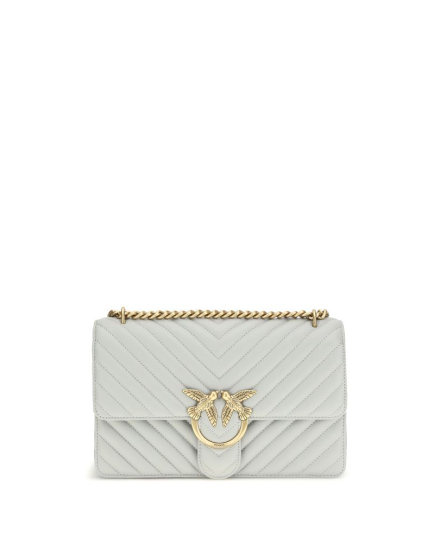 PINKO Gray Calf Leather Bos Taurus Shoulder Bag