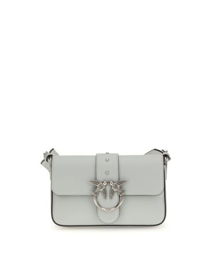 PINKO Gray Calf Leather Bos Taurus Shoulder Bag