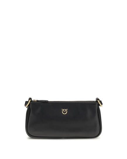 PINKO Black Calf Leather Bos Taurus Shoulder Bag