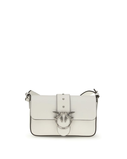 PINKO White Calf Leather Bos Taurus Shoulder Bag