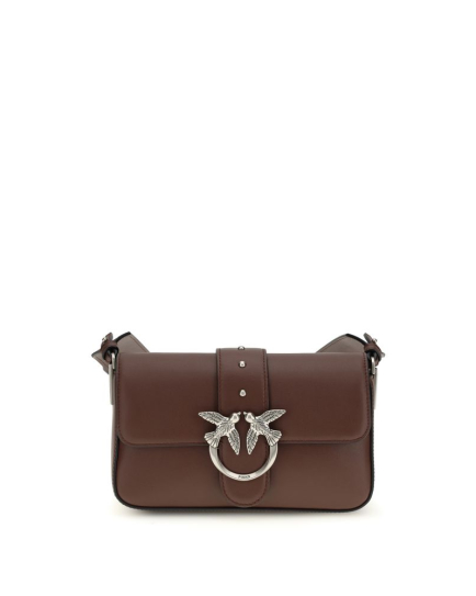 PINKO Brown Calf Leather Bos Taurus Shoulder Bag