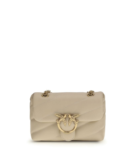 PINKO Beige Calf Leather Bos Taurus Shoulder Bag