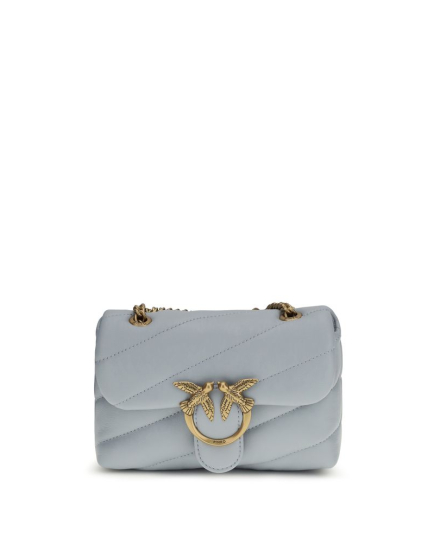 PINKO Blue Calf Leather Bos Taurus Shoulder Bag