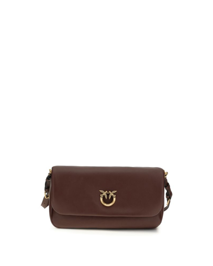 PINKO Brown Calf Leather Bos Taurus Shoulder Bag