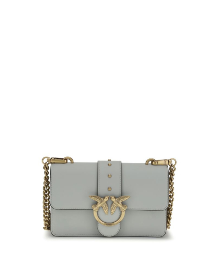 PINKO Gray Calf Leather Bos Taurus Shoulder Bag