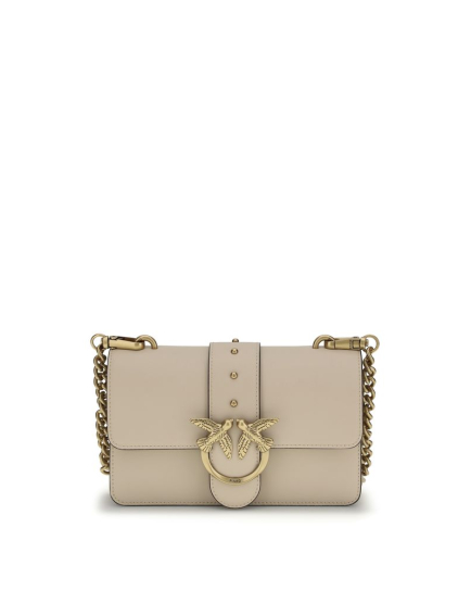 PINKO Beige Calf Leather Bos Taurus Shoulder Bag