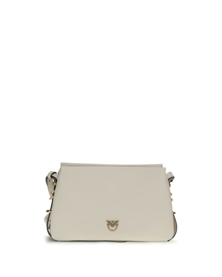 PINKO White Calf Leather Bos Taurus Shoulder Bag