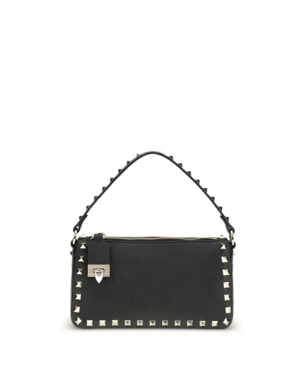 Valentino Garavani Black Calf Leather Bos Taurus Shoulder Bag