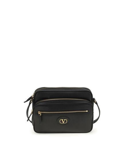 Valentino Garavani Black Calf Leather Bos Taurus Shoulder Bag