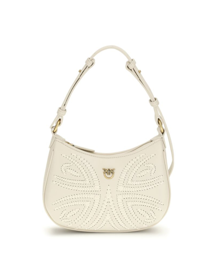 PINKO White Calf Leather Bos Taurus Shoulder Bag