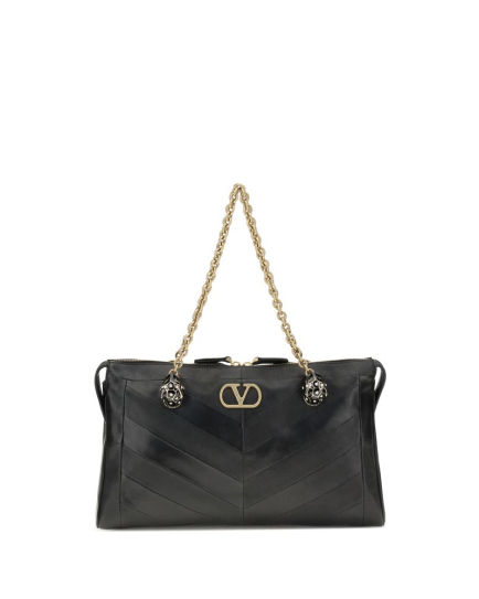 Valentino Garavani Black Calf Leather Bos Taurus Shoulder Bag