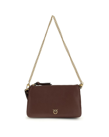 PINKO Brown Calf Leather Bos Taurus Shoulder Bag
