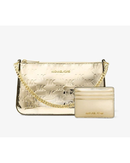 Michael Kors Gold Canvas Clutch Bag