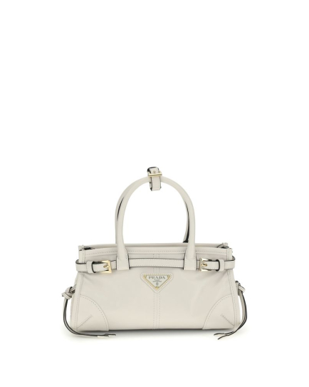 Prada White Calf Leather Bos Taurus Handbag