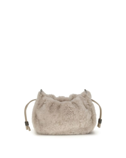 Brunello Cucinelli Gray Fur Shoulder Bag