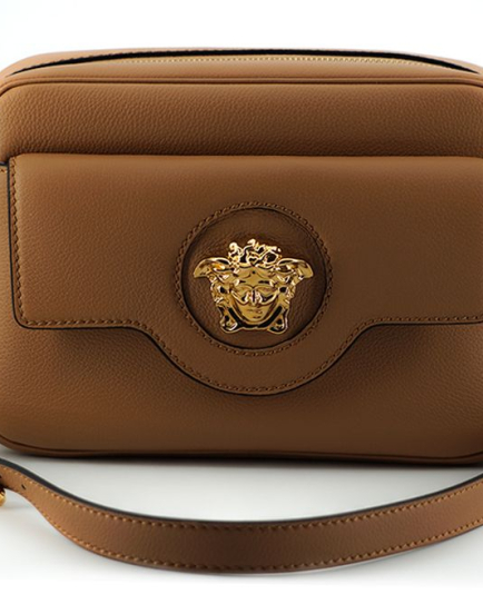 Versace Brown Calf Leather Camera Shoulder Bag