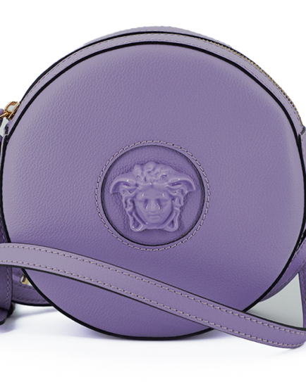 Versace Purple Calf Leather Round Disco Shoulder Bag