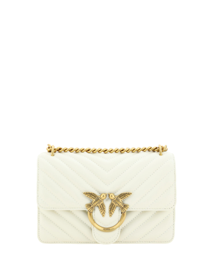 PINKO White Leather Love One Mini Shoulder Bag