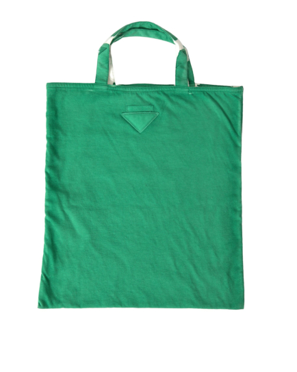 Prada Green Jersey Fabric Logo Shoulder Shopping Tote Shopping Bag