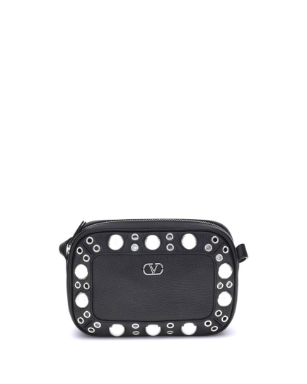 Valentino Garavani Black Calf Leather Bos Taurus Shoulder Bag