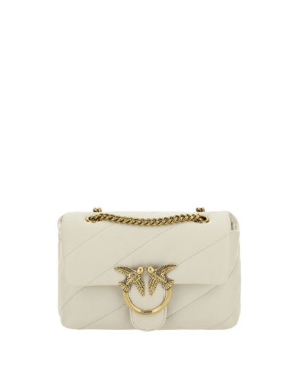 PINKO White Calf Leather Bos Taurus Shoulder Bag