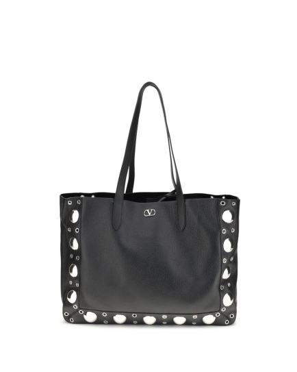 Valentino Garavani Black Calf Leather Bos Taurus Shoulder Bag