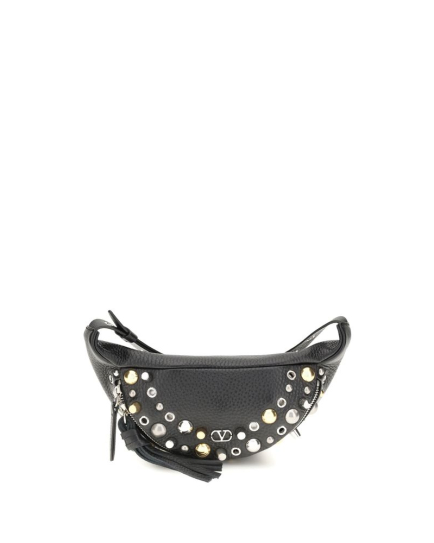 Valentino Garavani Black Calf Leather Bos Taurus Shoulder Bag