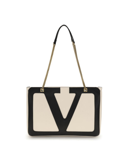 Valentino Garavani Beige Calf Leather Bos Taurus Shoulder Bag