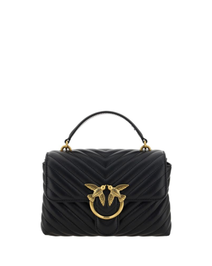 PINKO Black Calf Leather Bos Taurus Handbag