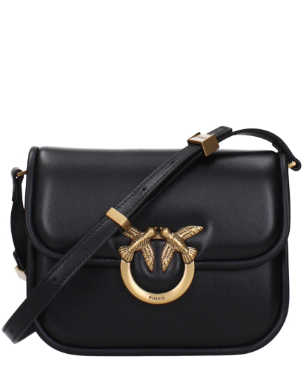PINKO Black Leather Crossbody Bag