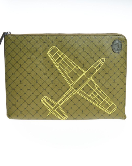 Trussardi Green Leather Men Clutch