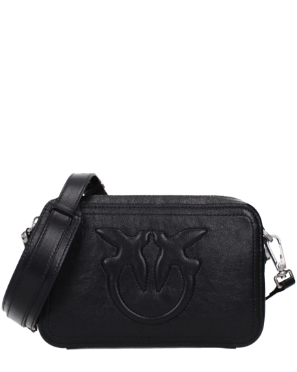 PINKO Black Leather Crossbody Bag