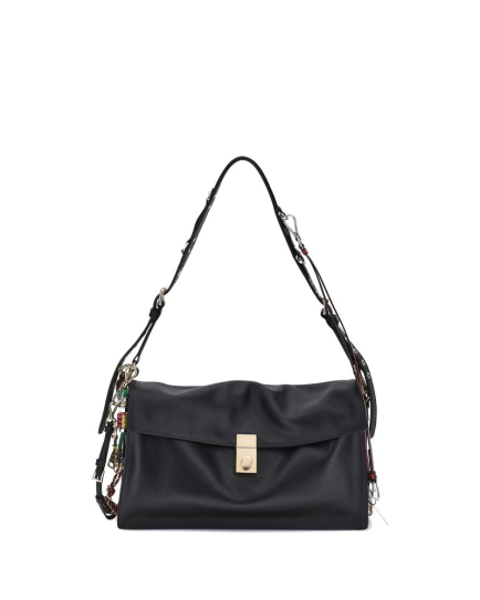 Prada Black Calf Leather Bos Taurus Shoulder Bag