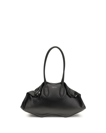 Alexander McQueen Black Calf Leather Bos Taurus Shoulder Bag