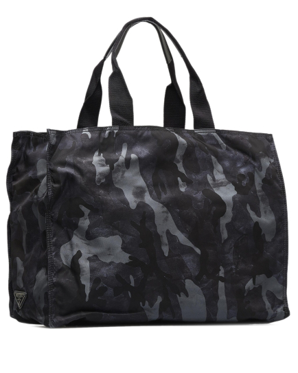 Prada PRE-OWNED Black Camouflage Tessuto Nylon Tote Bag