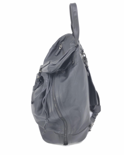 Prada PRE-OWNED Black Leather Drawstring Backpack
