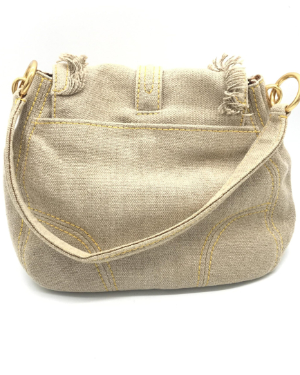 Prada PRE-OWNED Fringe Canvas Crossbody Handbag With Gold Accents